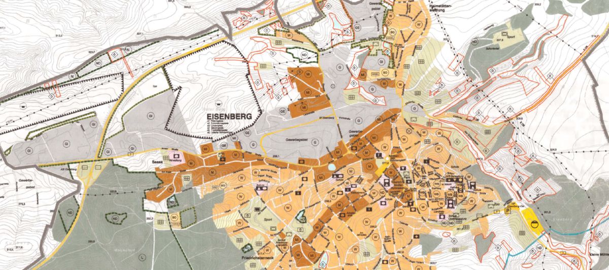 Ausschnitt des Flächennutzungsplan (Entwurf aus den Jahren 05/06) für die Stadt Eisenberg