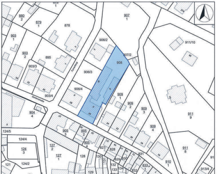 Lage des Grundstückes Gartenstraße 26 in der Eisenberger innenstadt