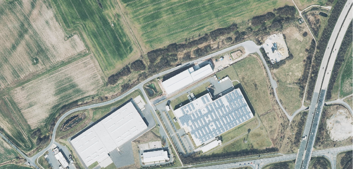 Luftbild des Gewerbegebietes "In der Wiesen"