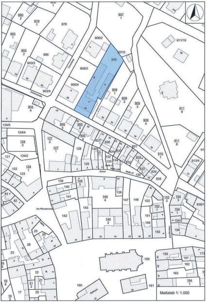 Lage des Grundstückes Gartenstraße 26 in der Eisenberger innenstadt