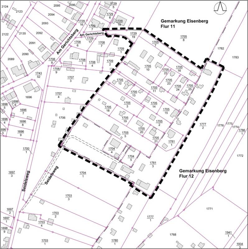 Lage des räumlichen Geltungsbereiches des Bebauungsplanes 48 Wochenendhausgebiet Am Gerichtsberg / Seidelsweg